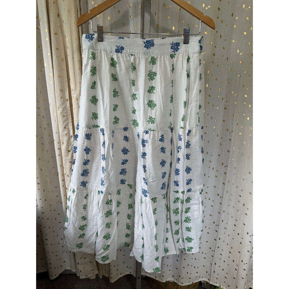 American Eagle Boho Cotton Linen Blend Floral Tiered Crop Tank Maxi Skirt Set L - Picture 5 of 8